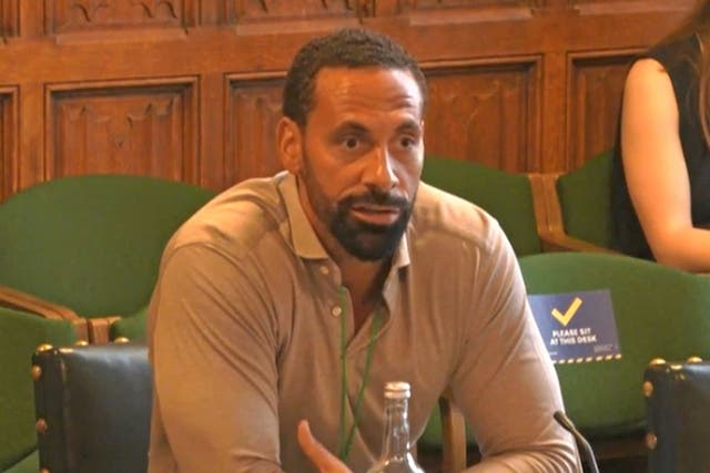 <p>Rio Ferdinand addresses a committee over the Online Safety Bill</p>