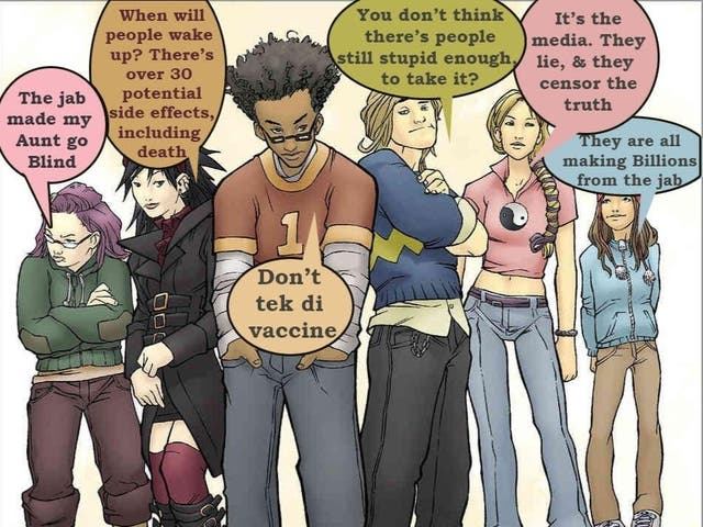 <p>Anti-vaxxers have been urged to share cartoons targeted at children</p>