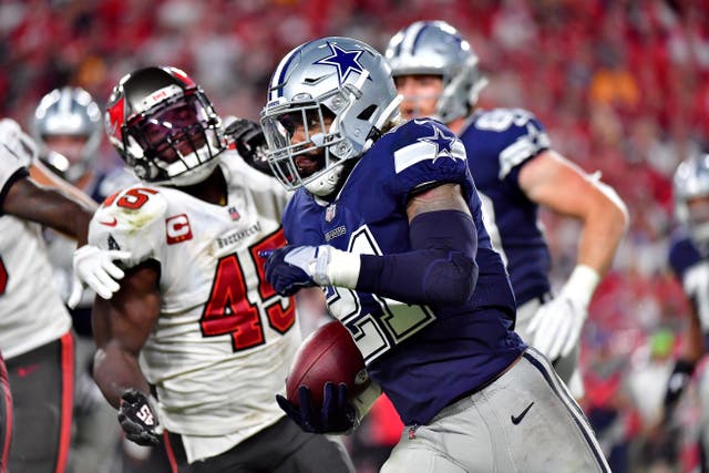 <p>File image: Ezekiel Elliott #21 of the Dallas Cowboys carries the ball against the Tampa Bay Buccaneers</p>