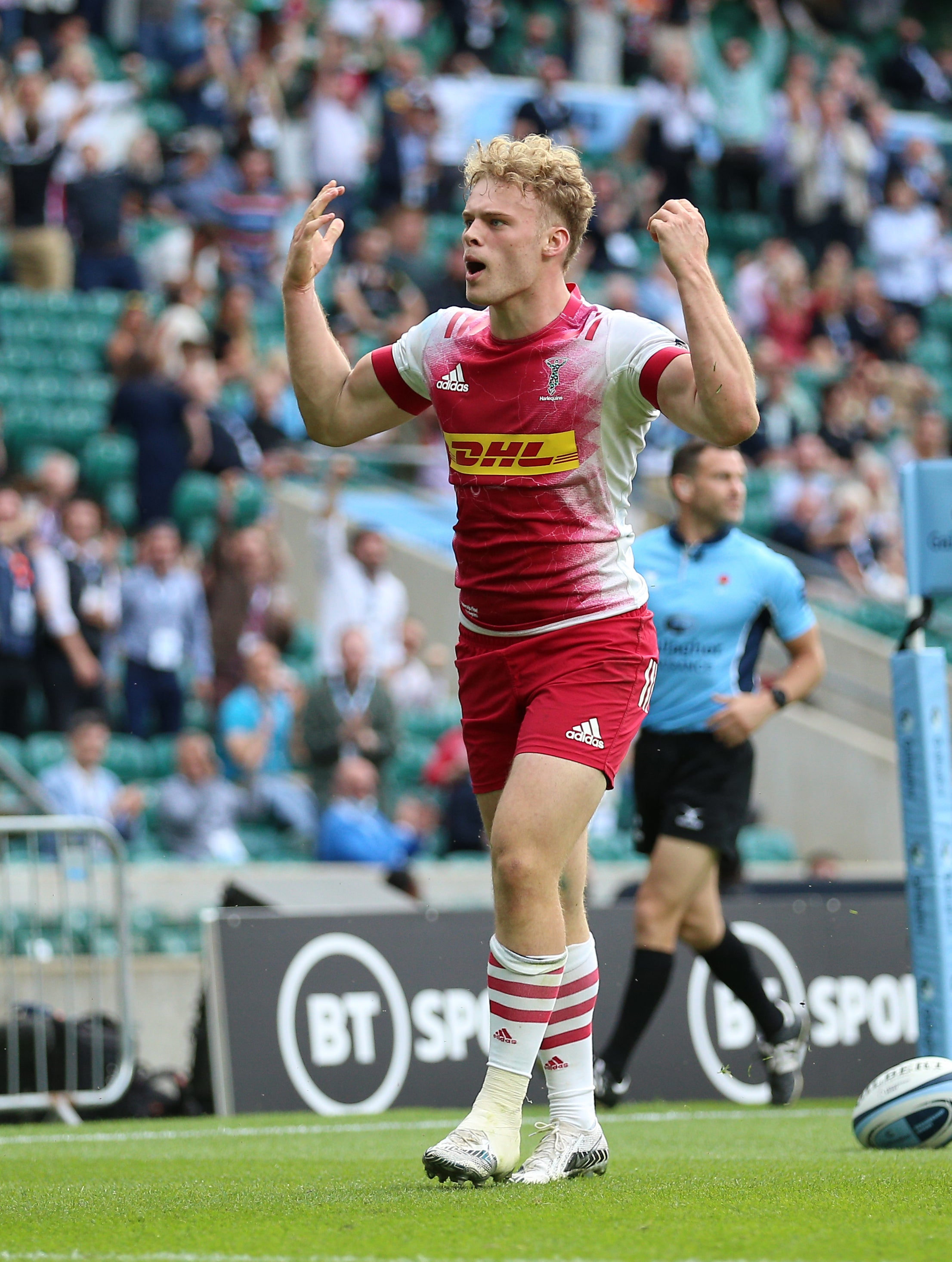 Louis Lynagh celebrates during the 2021 Gallagher Premiership final (Nigel French/PA)
