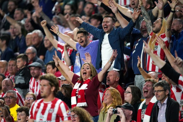 Bees fans were in full voice when Arsenal came to the Brentford Community Stadium last month (Nick Potts/PA)