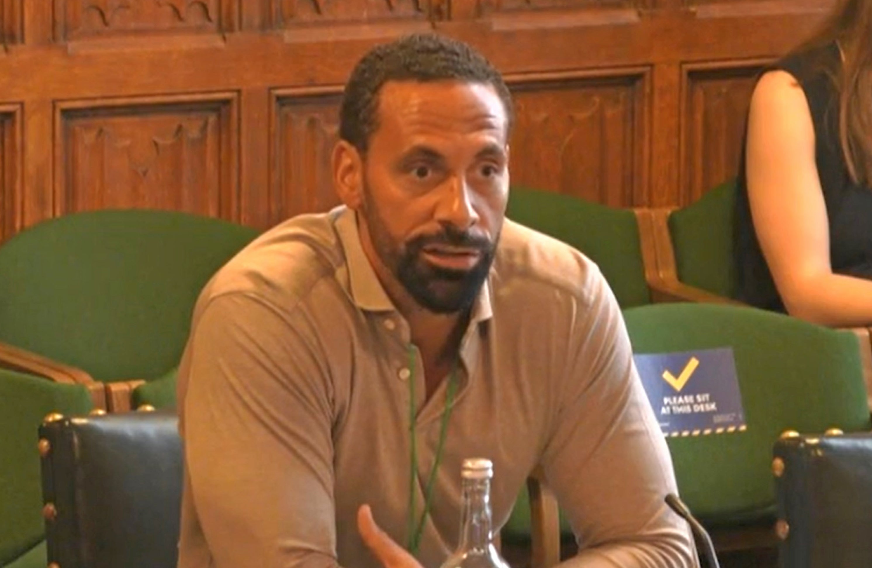Rio Ferdinand giving evidence to joint committee seeking views on how to improve the draft Online Safety Bill (House of Commons/PA)