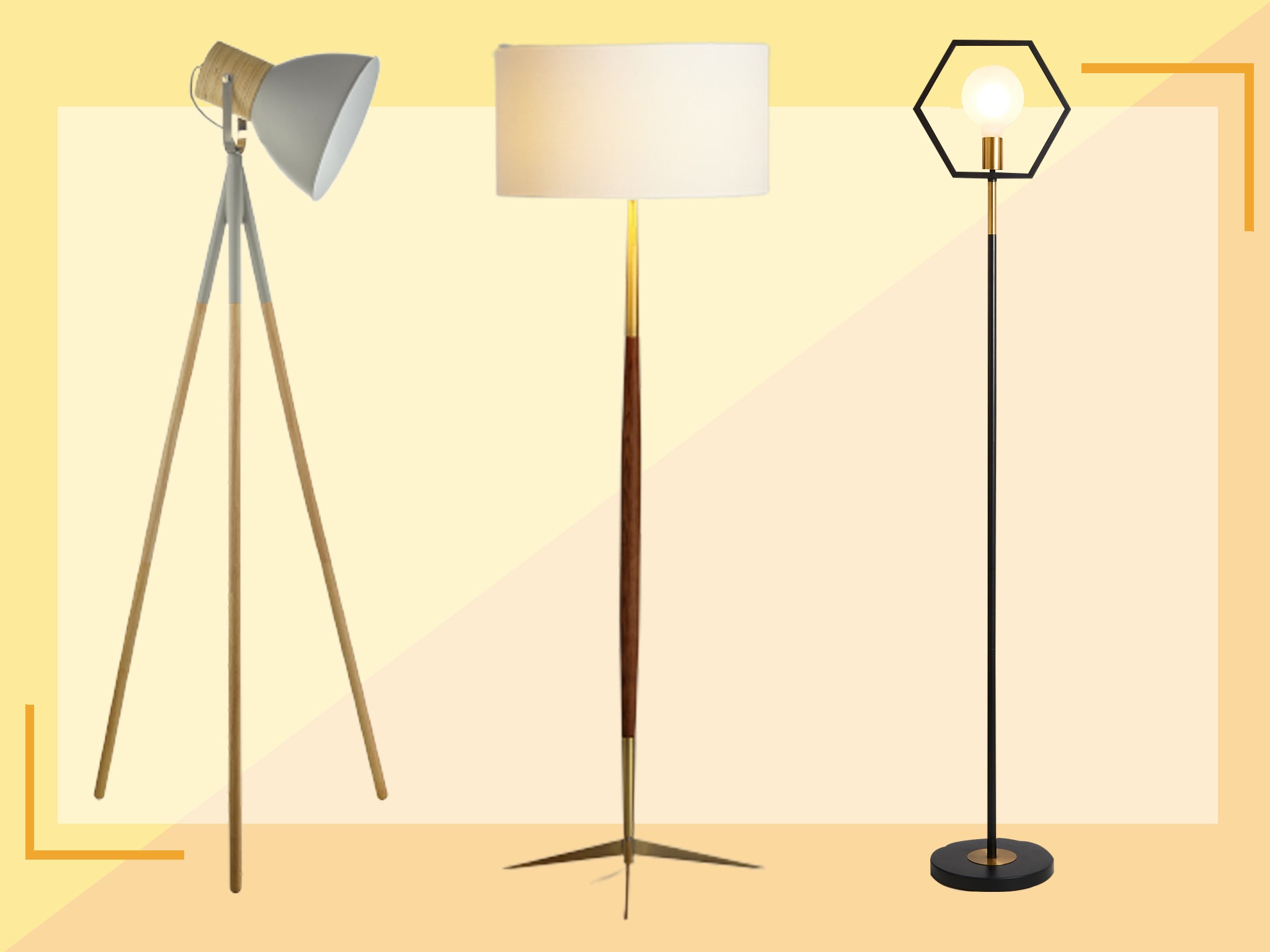 Vintage Brass and Wooden Tripod Stand For Floor Lamp Classic Design Wood Stand 