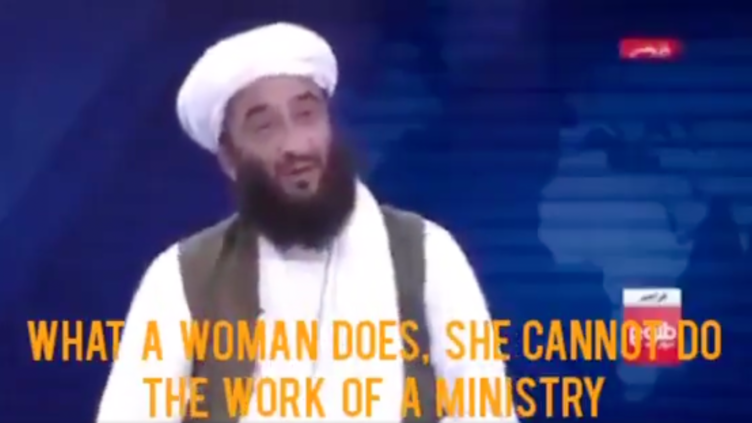 Sayed Zekrullah Hashimi went on Afghan TV to claim that it was not necessary for women to serve in the Taliban’s government