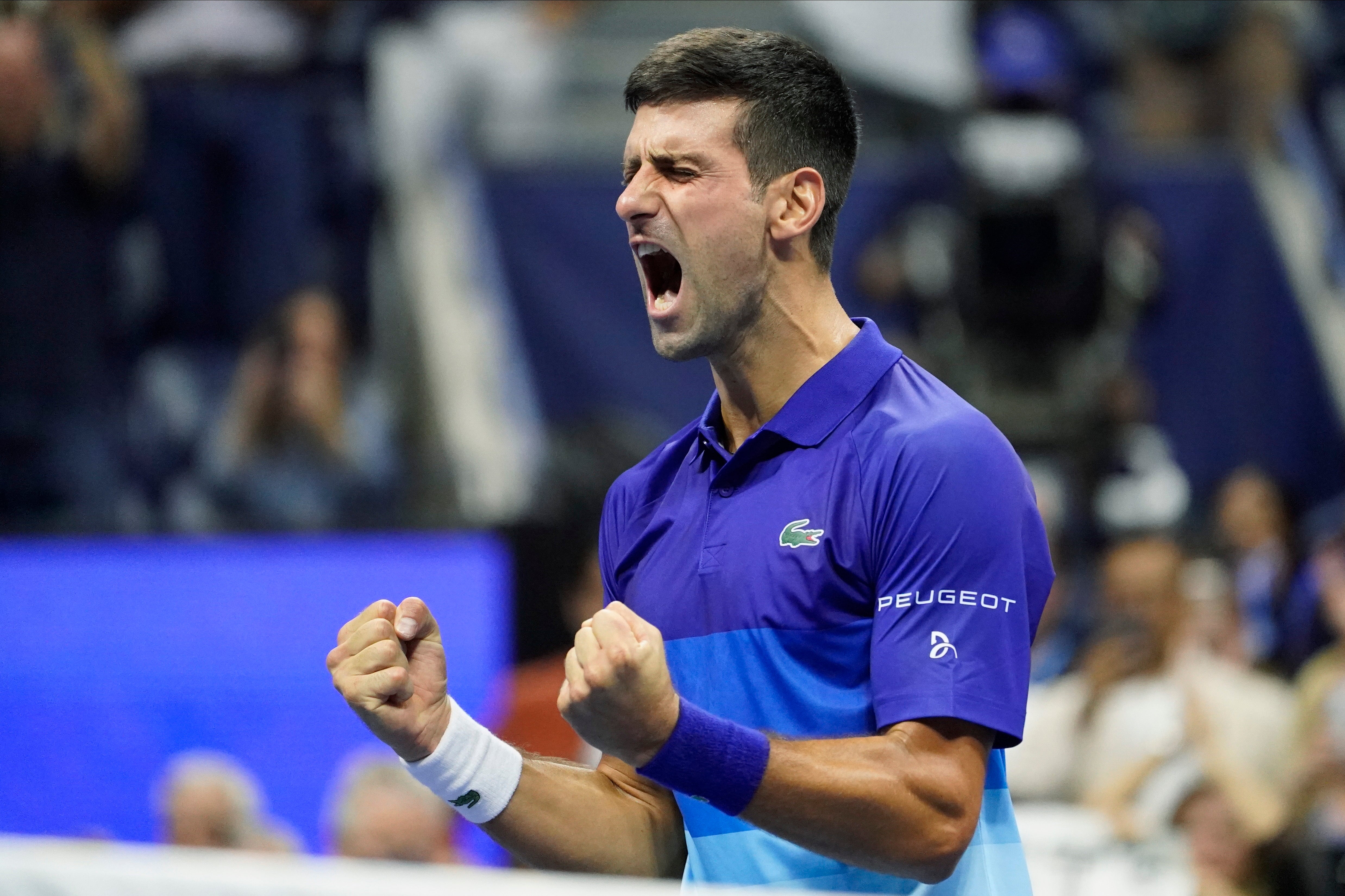 Novak Djokovic roars after beating Alexander Zverev (John Minchillo/AP)
