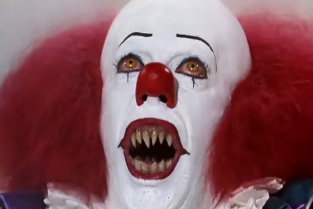 <p>Tim Curry as Pennywise the clown in Stephen King’s ‘It’ </p>