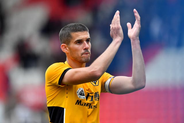 Conor Coady was finally able to celebrate victory (Anthony Devlin/PA)