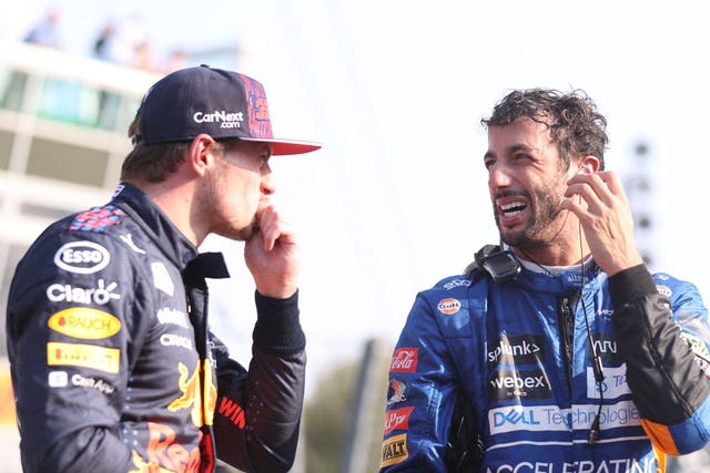 <p>Max Verstappen (left) and Daniel Ricciardo are former Red Bull teammates </p>