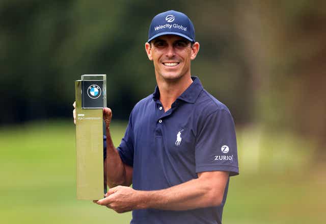 Billy Horschel lifts the trophy after winning the BMW PGA Championship at Wentworth (Steven Paston/PA)