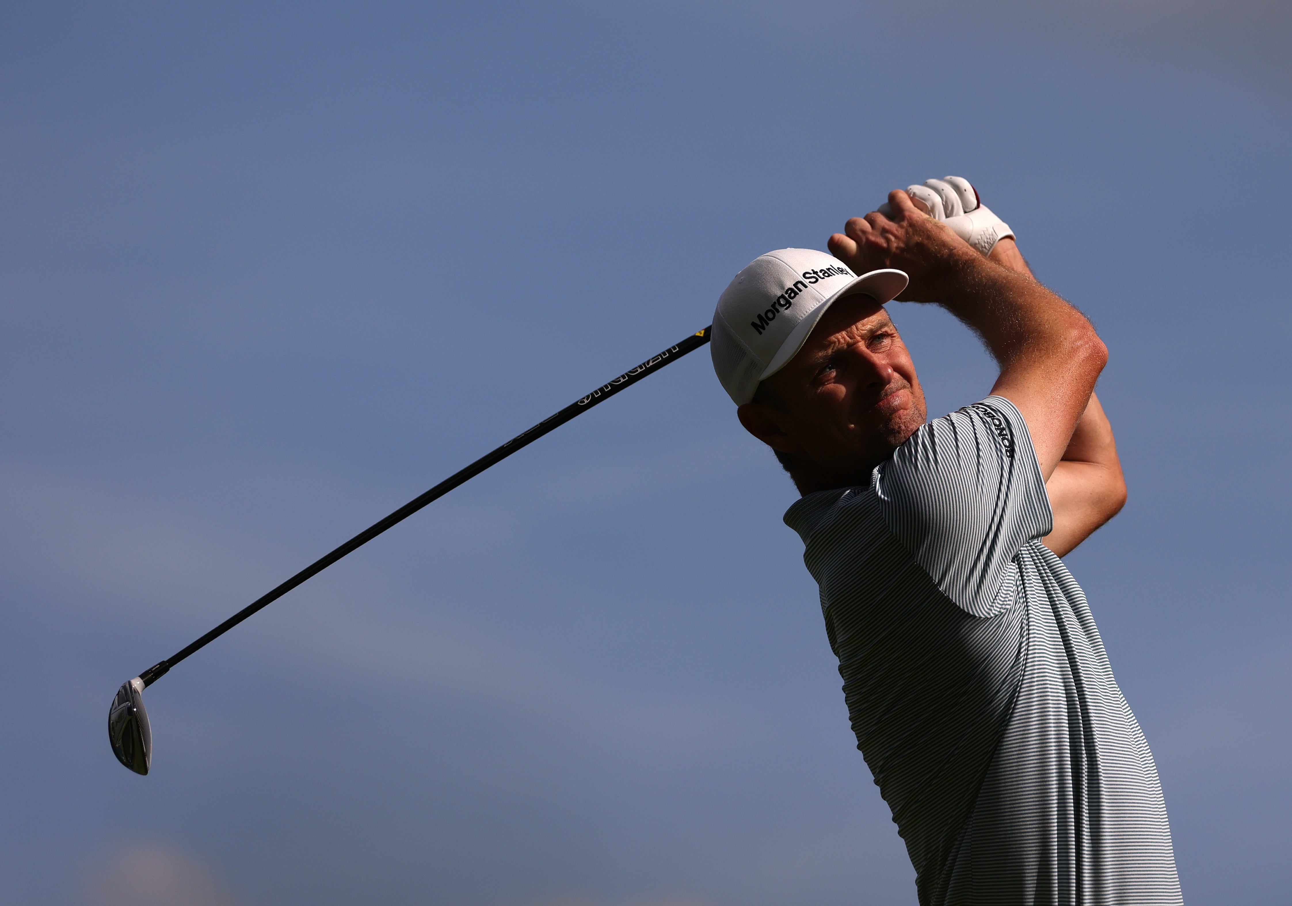 Justin Rose tees off on the 4th during day four of the BMW PGA Championship at Wentworth (Steven Paston/PA)