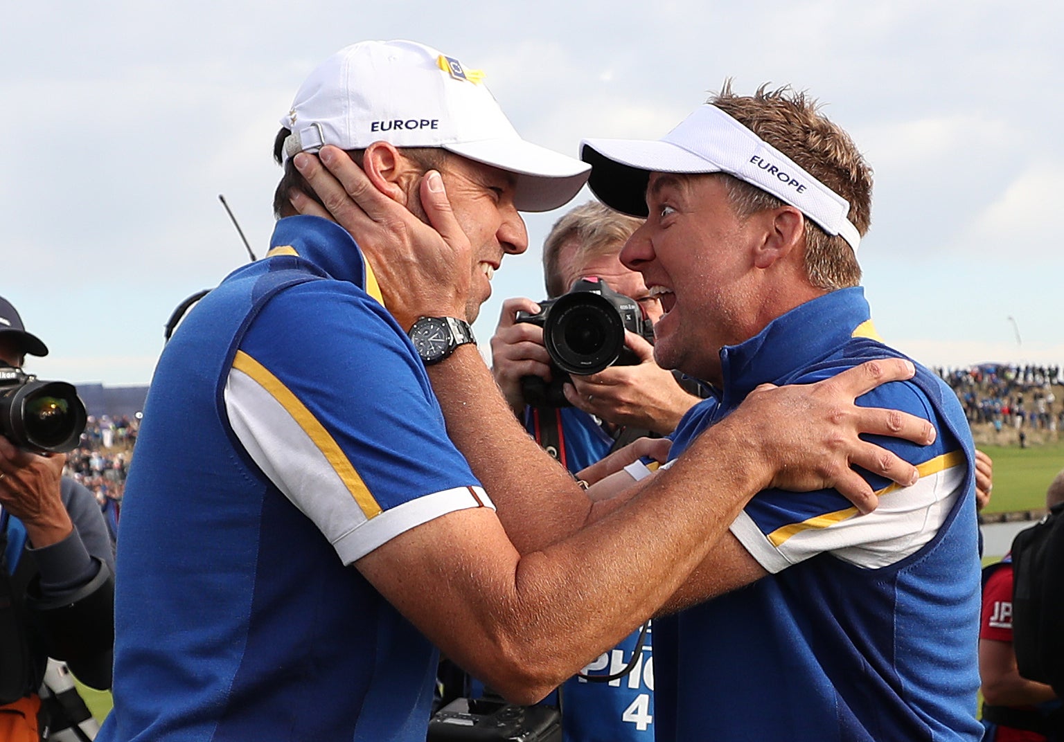 File photo dated 30-09-2018 of Team Europe’s Sergio Garcia and Ian Poulter celebrate winning the Ryder Cup at Le Golf National, Paris (David Davies/PA)