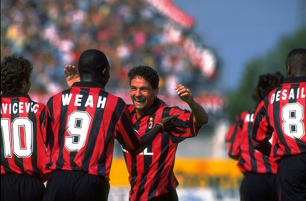 Left to right: Dejan Savicevic, George Weah, Roberto Baggio and Marcel Desailly were global greats and AC Milan stars in 1995