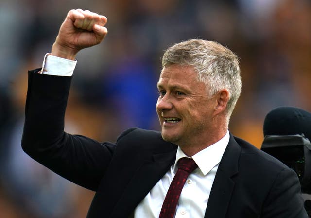 <p>Ole Gunnar Solskjaer celebrates </p>