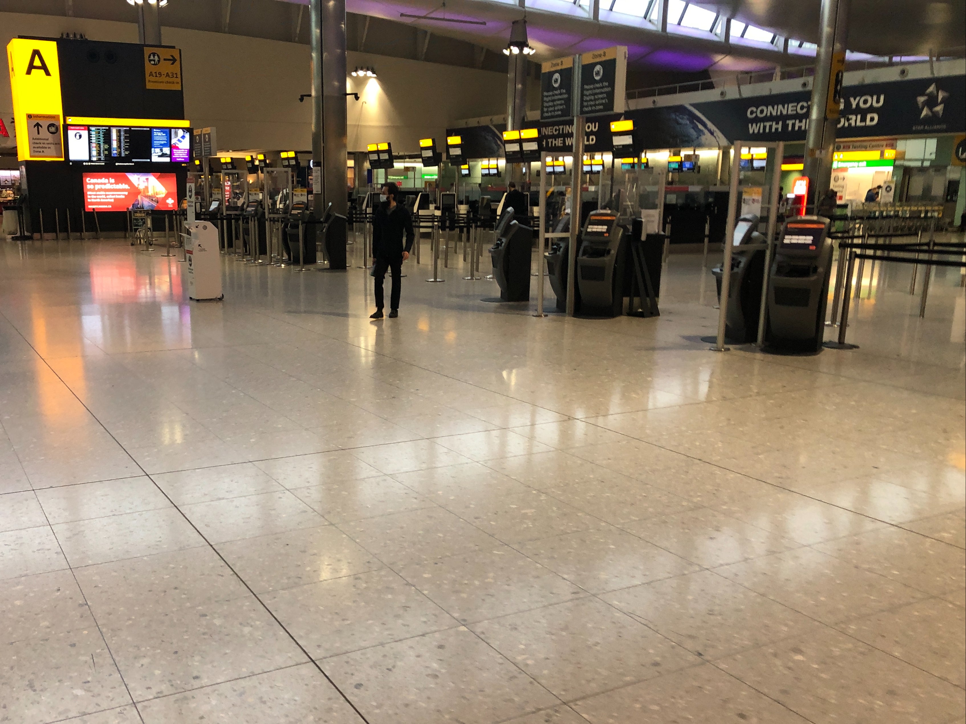 Empty quarter: Heathrow Terminal 2 on Sunday afternoon
