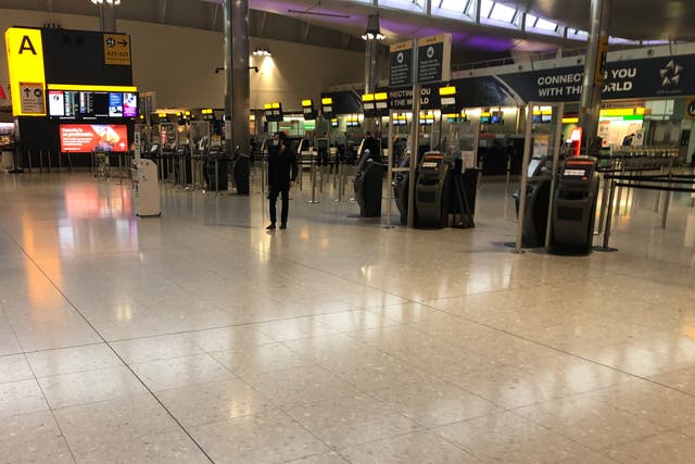 <p>Empty quarter: Heathrow Terminal 2 on Sunday afternoon</p>