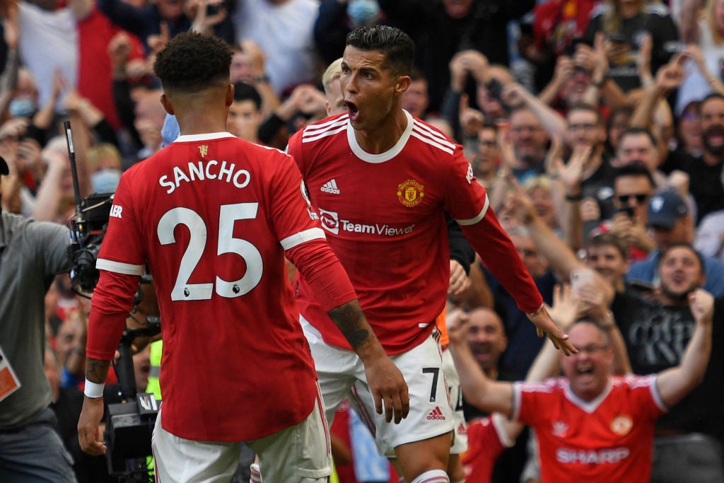 Cristiano Ronaldo celebrates scoring against Newcastle