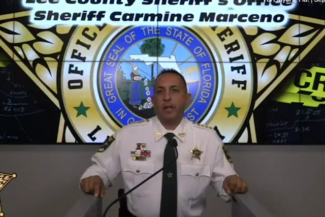 <p>Lee County Sheriff Carmine Marceno during a press conference last week </p>