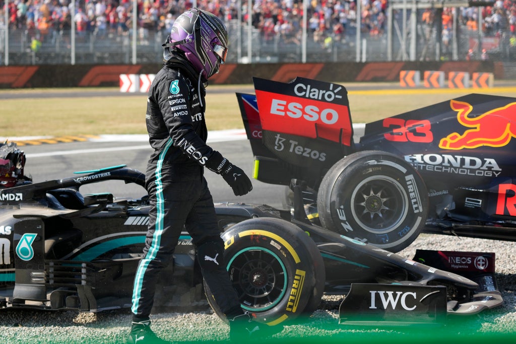 Lewis Hamilton accused of ‘over-dramatising’ Max Verstappen crash at Italian Grand Prix