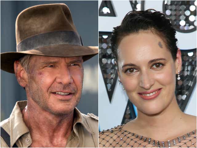 <p>Harrison Ford in ‘Indiana Jones and the Kingdom of the Crystal Skull' and Phoebe Waller-Bridge</p>