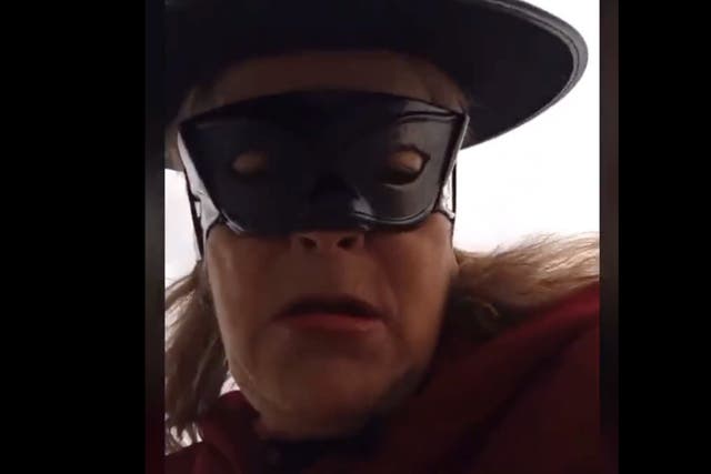 <p>Veronica Wolski in a video she filmed of herself entering a store without a facemask</p>