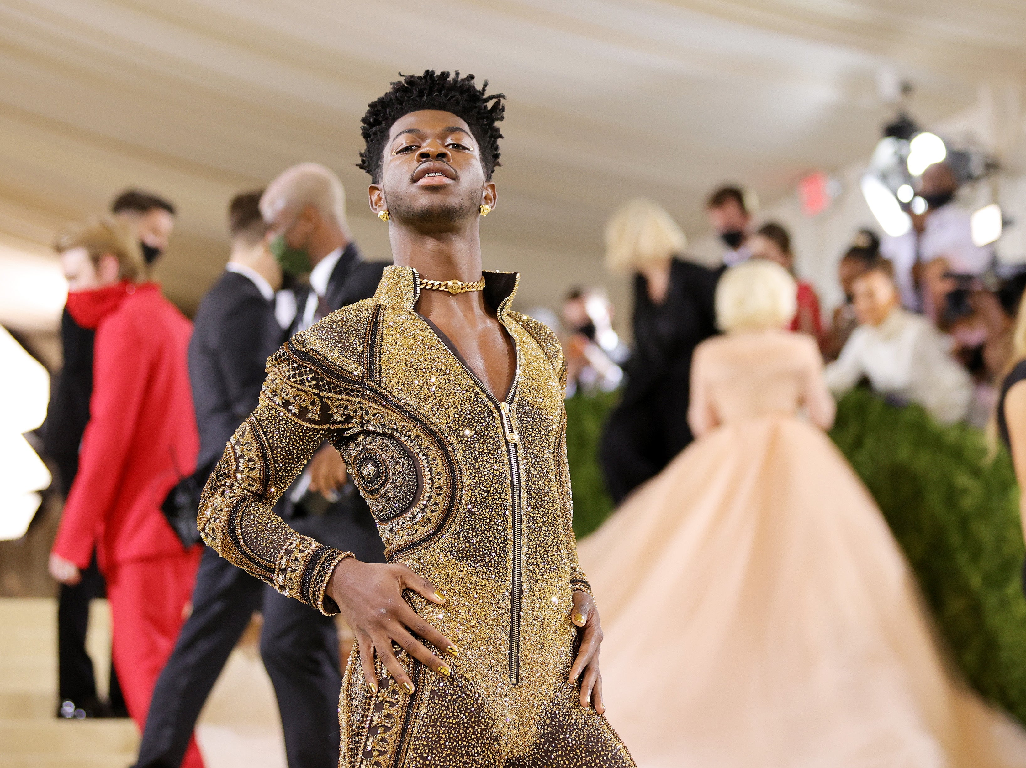 Lil Nas X attends The 2021 Met Gala Celebrating In America: A Lexicon Of Fashion at Metropolitan Museum of Art on September 13, 2021 in New York City