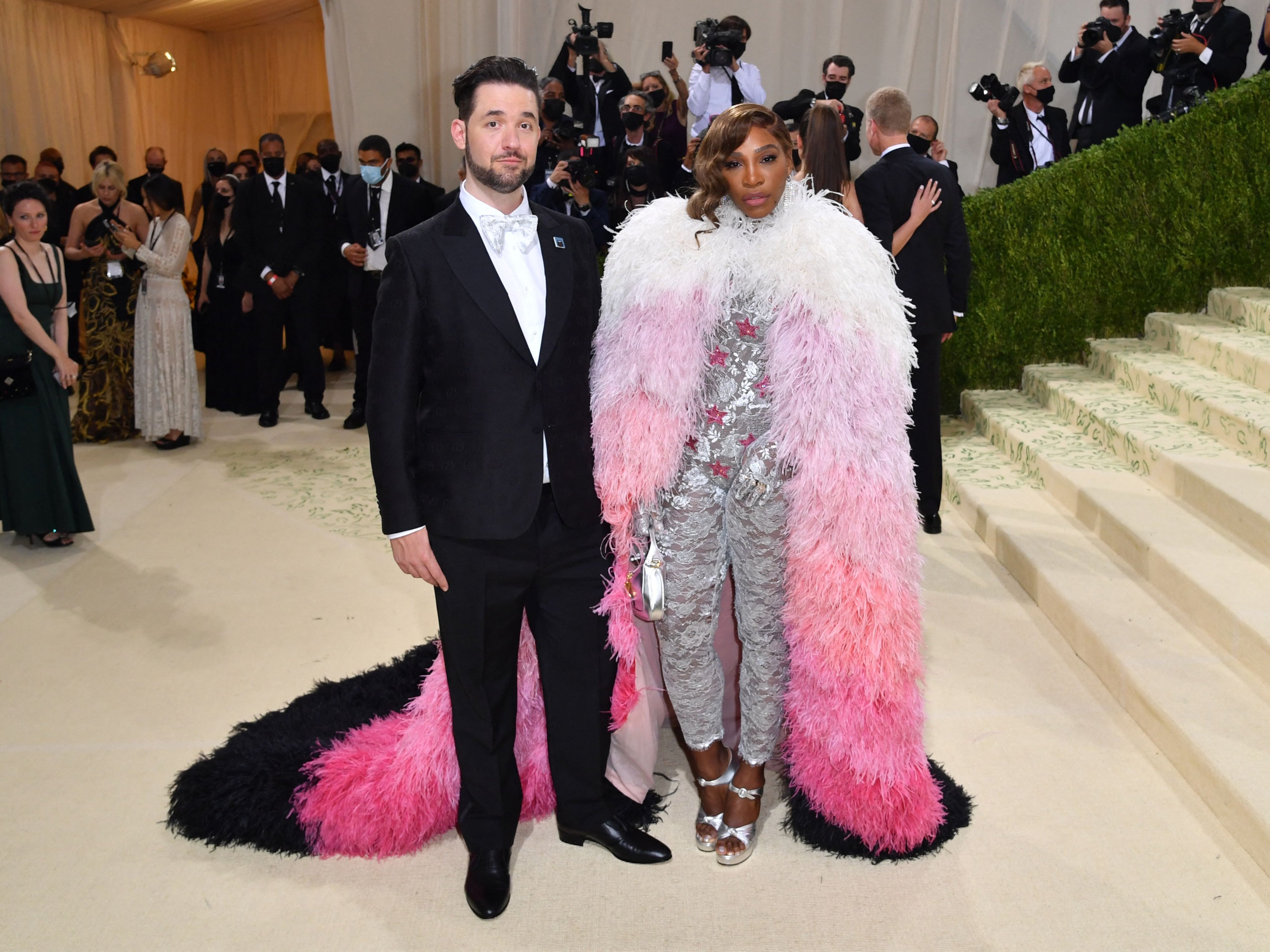 US tennis player Serena Williams and her husband Reddit co-founder Alexis Ohanian arrive for the 2021 Met Gala at the Metropolitan Museum of Art on September 13, 2021 in New York