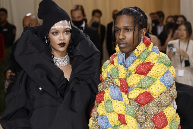 <p>Rihanna and A$AP Rocky on the Met Gala 2021 red carpet</p>