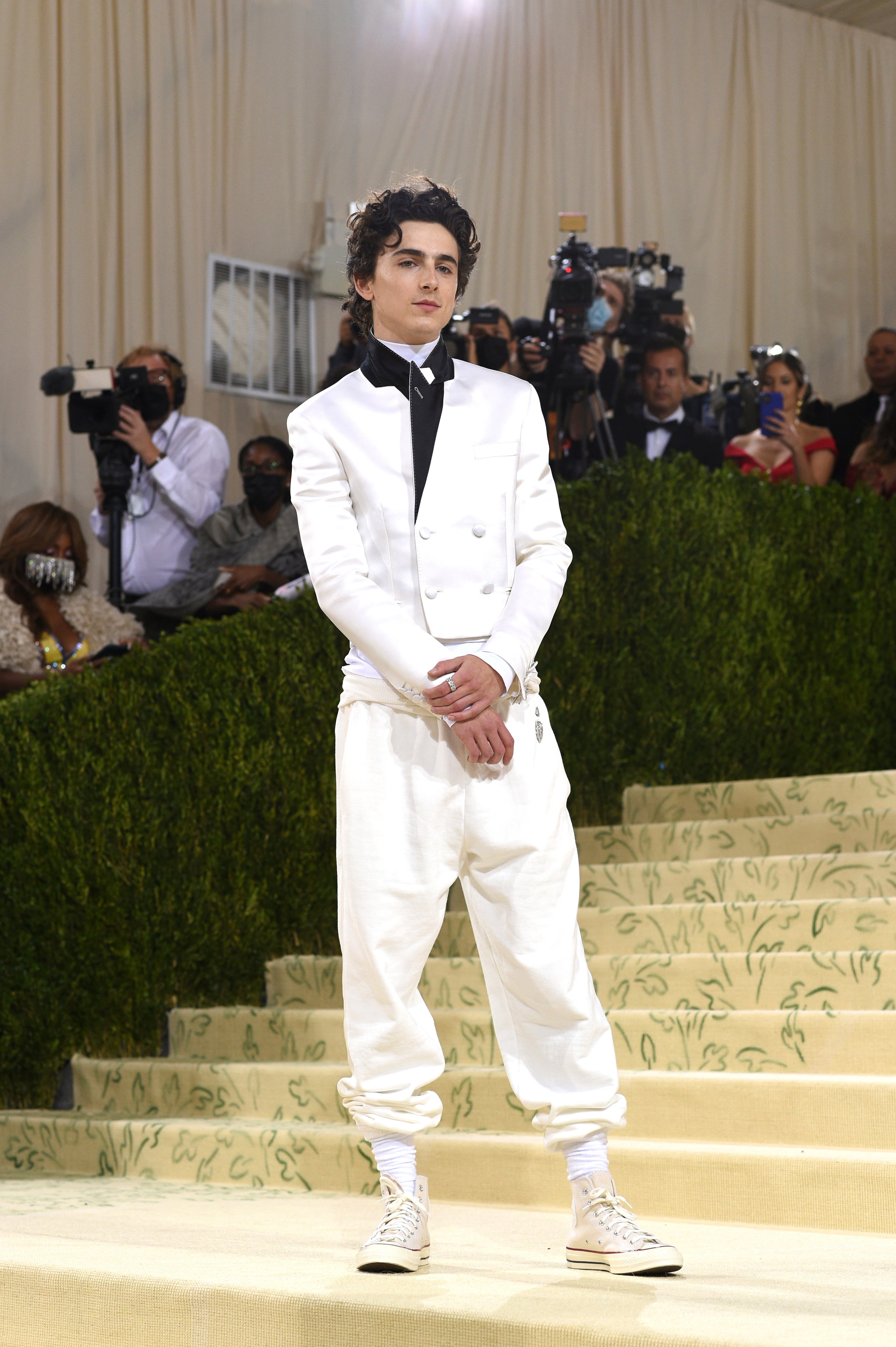 Timothee Chalamet opted for a casual look at the Met Gala, arriving in Converse trainers (Evan Agostini/Invision/AP)
