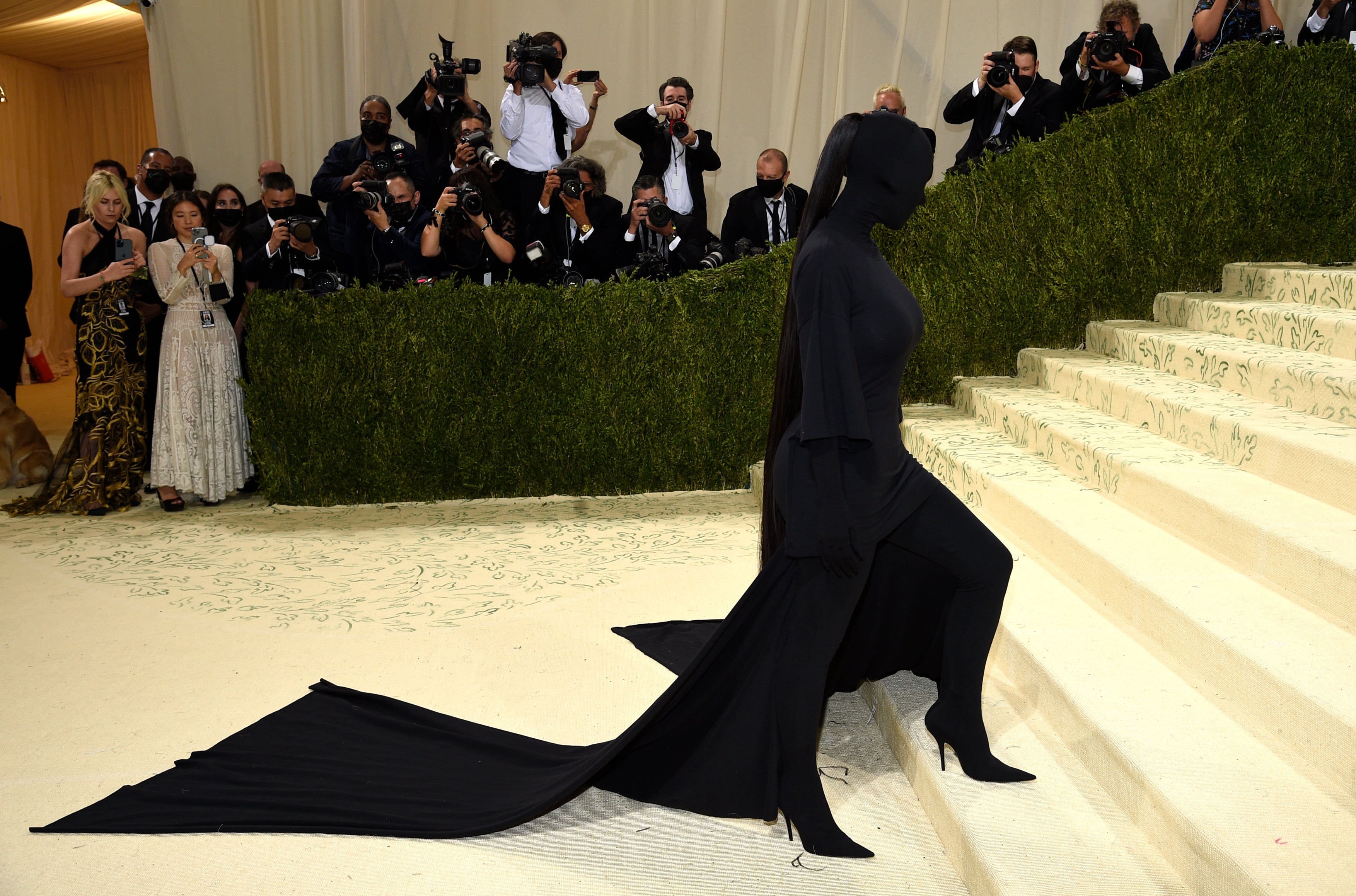 Kim Kardashian West opted to hide away her face in an all-black outfit at the Met Gala (Evan Agostini/Invision/AP)