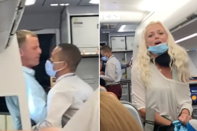 <p>The couple ranted at flight staff and fellow passengers before being escorted off</p>