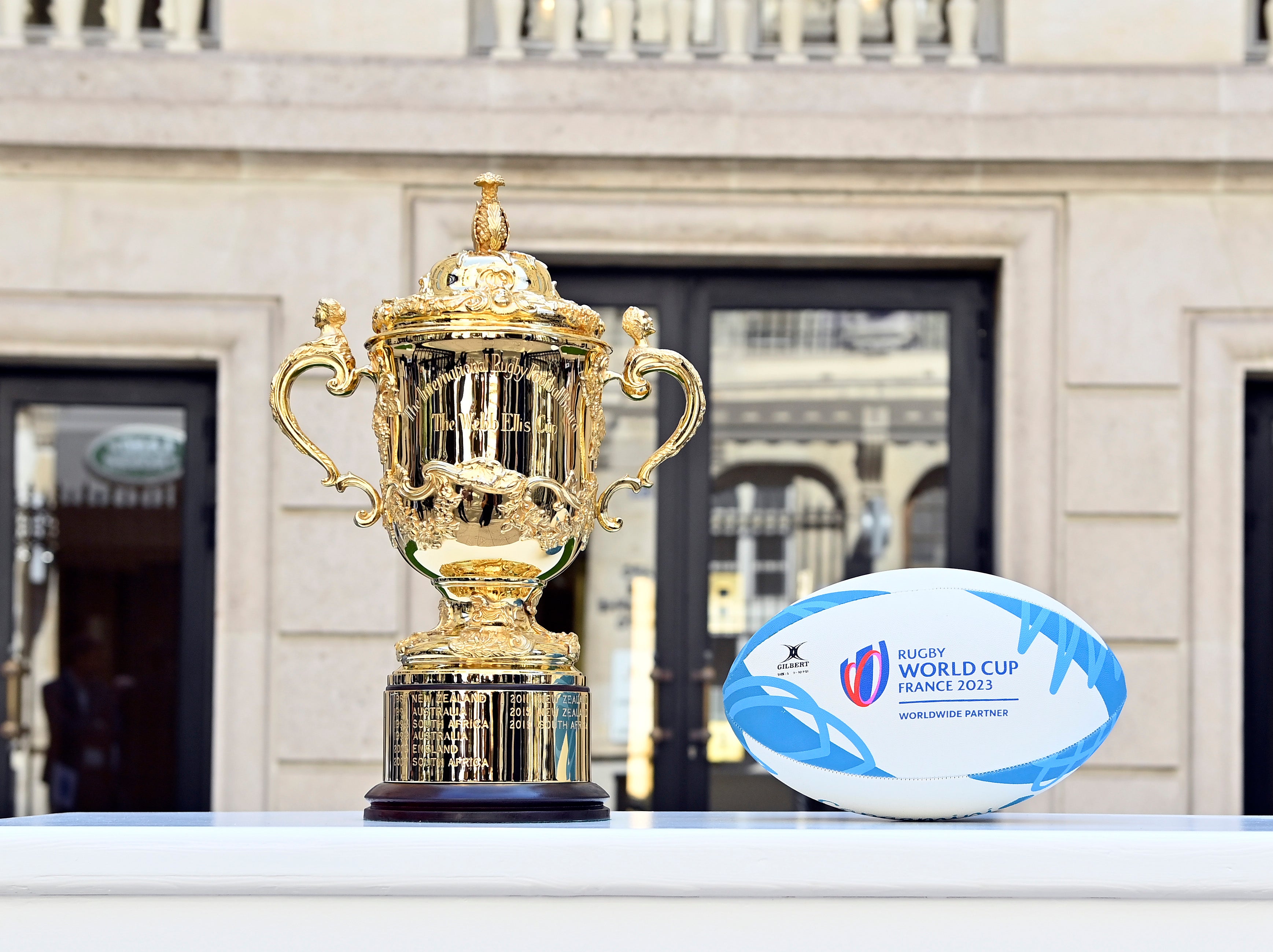 The Rugby World Cup trophy