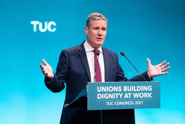 Labour leader Sir Keir Starmer speaking at the TUC congress in London (PA)