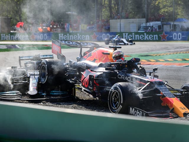 <p>Max Verstappen did not check on Lewis Hamilton after their crash at Monza </p>