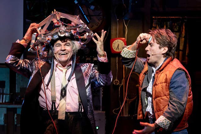 <p>Roger Bart and Olly Dobson play Doc and Marty in ‘Back to the Future: The Musical'</p>
