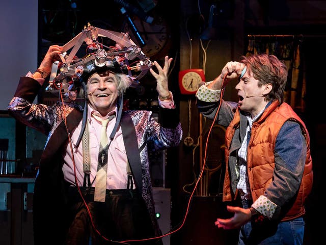 <p>Roger Bart and Olly Dobson play Doc and Marty in ‘Back to the Future: The Musical'</p>