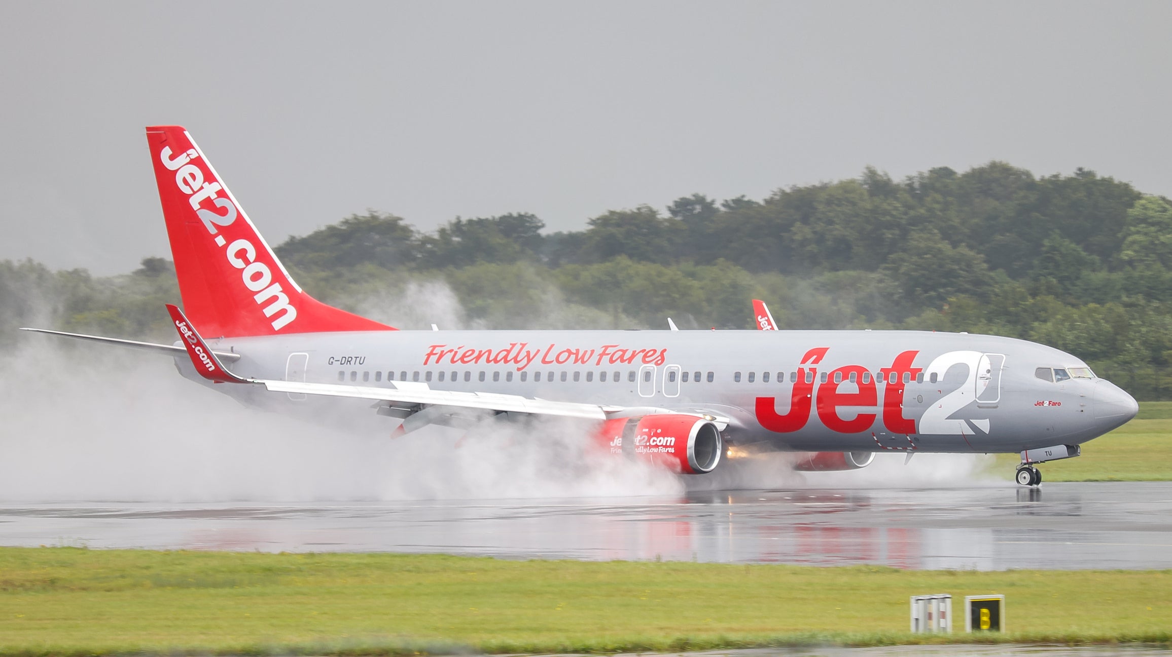 A Jet2 Boeing 737 touches down at Manchester Airport