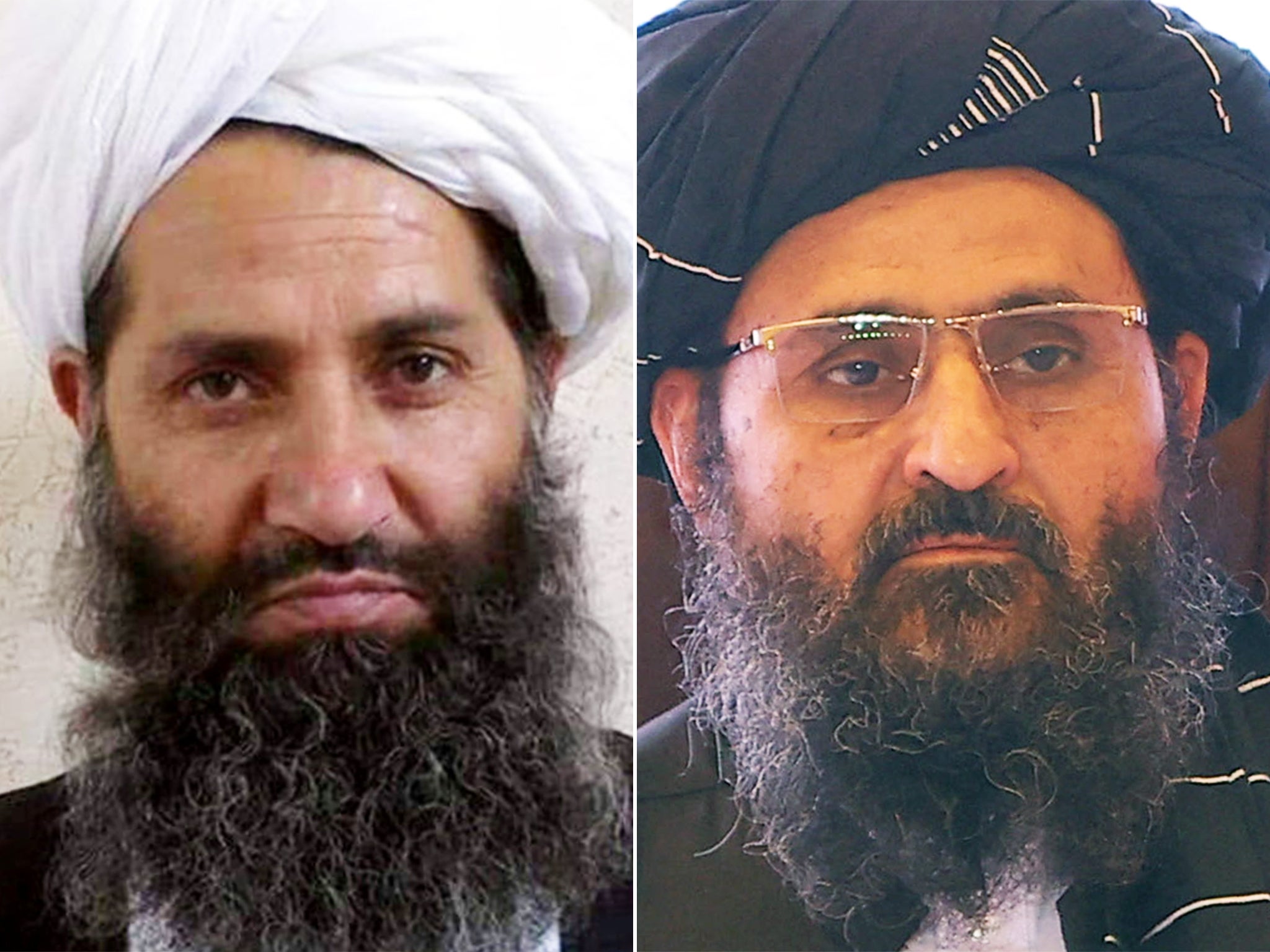 Mullah Haibatullah Akhundzada, left, and Mullah Abdul Ghani Baradar have not been seen for some time