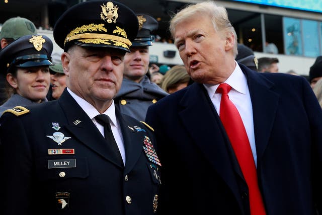 <p>Chief of Staff Gen Mark Milley and US President Donald Trump inn 2018</p>