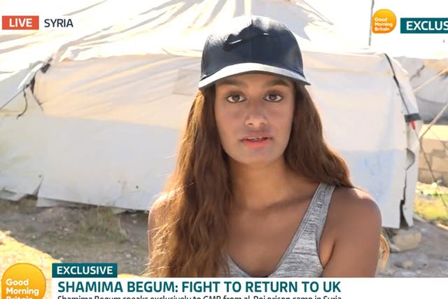 <p>Former Isis bride Shamima Begum has begged the British people for forgiveness in her first live TV interview</p>