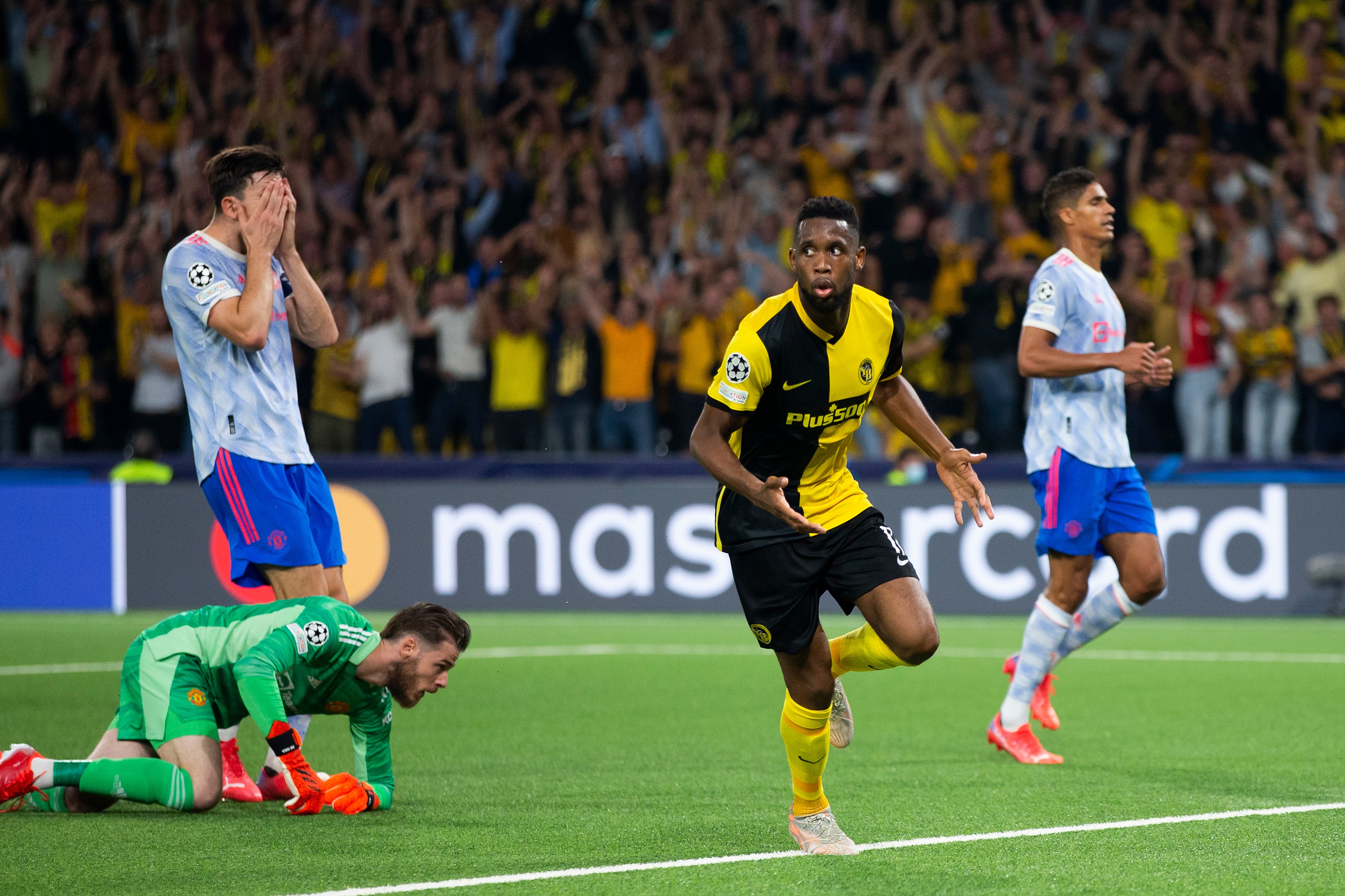 Jordan Pefok celebrates scoring Young Boys’ late winner against United