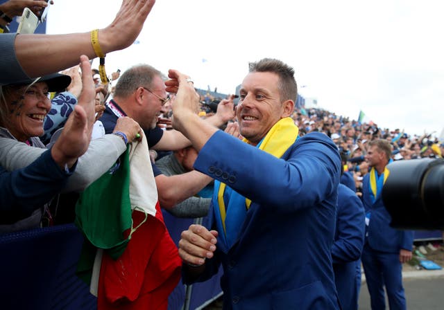 Henrik Stenson, who was part of the winning team in Paris, has been named a vice-captain for the 2020 Ryder Cup (Adam Davy/PA)