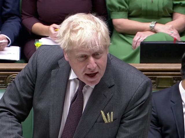 <p>Boris Johnson during Prime Minister’s Questions earlier on Wednesday </p>