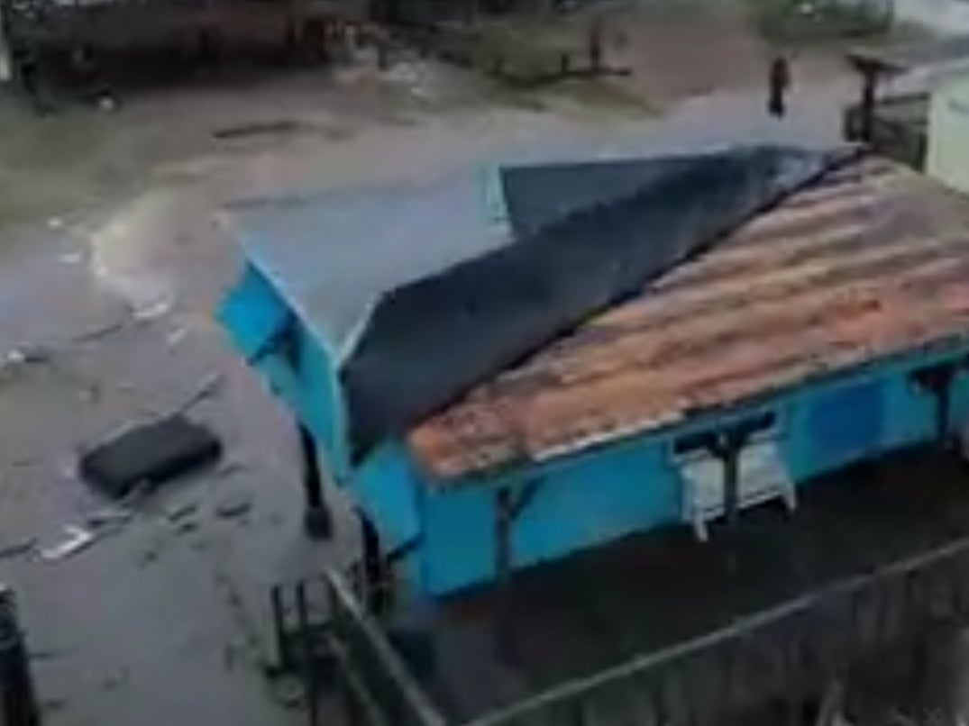 Footage showed houses with roofs blown off and flooding after storm Nicholas