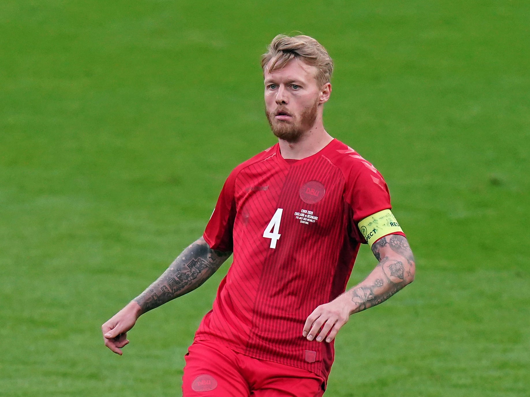 Denmark skipper Simon Kjaer was one of the first to reach Christian Eriksen after his collapse