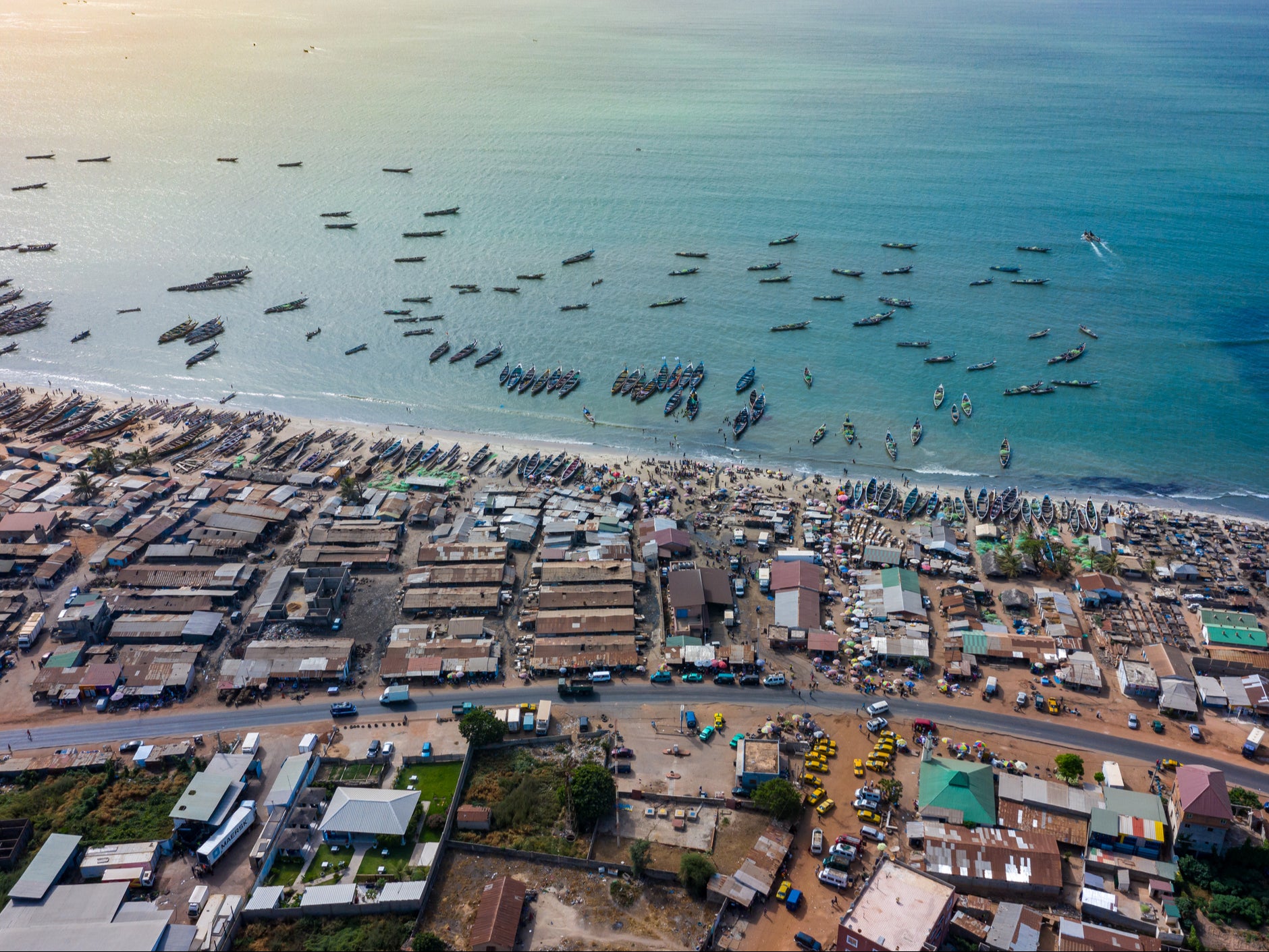 <p>The fishing village of Tanji, in the Gambia</p>