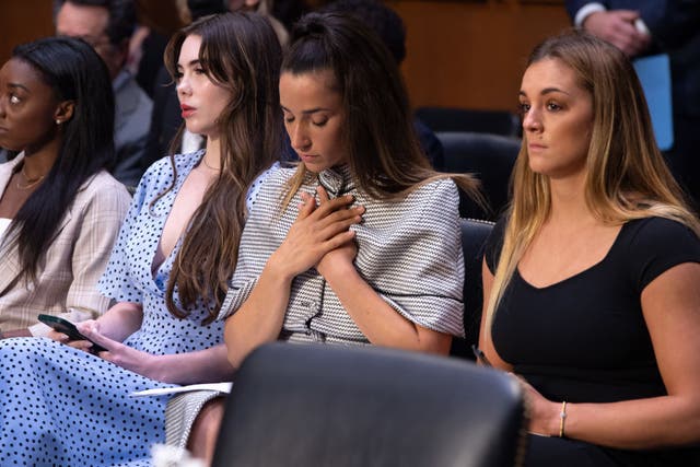 <p>Simone Biles, Aly Raisman, and McKayla Maroney attend Wednesday’s hearing</p>