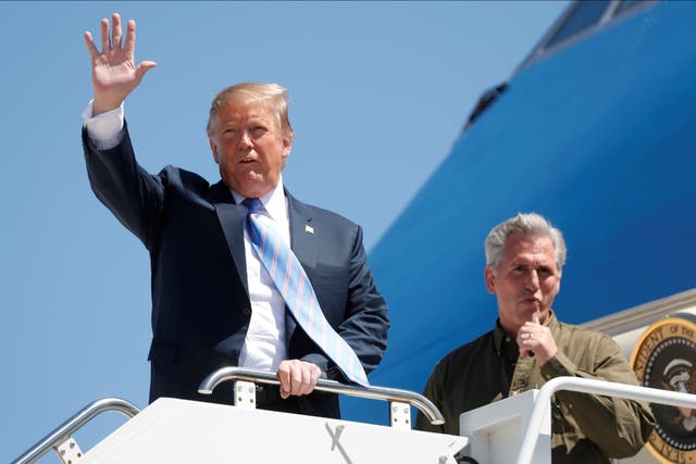 <p>Former US president Donald Trump and Senate minority leader Kevin McCarthy together in 2019</p>