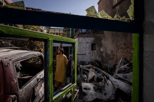 <p>The destroyed Ahmadi family house in Kabul</p>