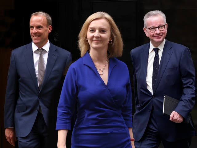 <p>Left to right: Dominic Raab, Liz Truss and Michael Gove</p>