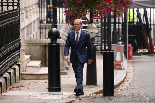 <p>Dominic Raab arrives at 10 Downing Street ahead of his demotion last Wednesday </p>